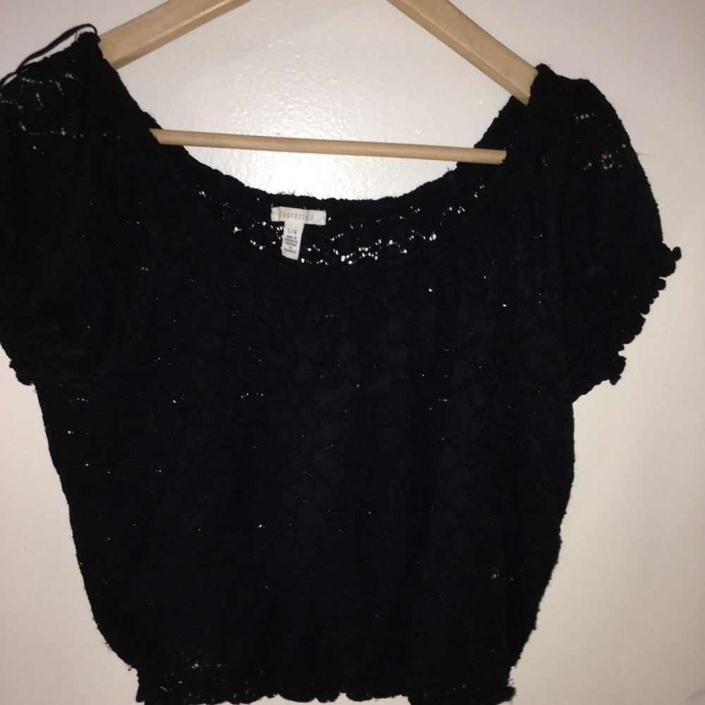 Black off the shoulder crop top